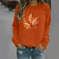thumbnail image 5 of Yteetum Women's Oversize Sweatshirts Thanksgiving Maple Leaf Pinted Crewneck Hoodless Sweatshirt Tops Womens Casual Graphic Print Round Neck Loose Fits Long Sleeve Sweatshirts Fall Outfits, 5 of 6