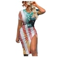 thumbnail image 2 of JINMGG 2026 Summer Womens Plus Size Dresses Women Summer Independence Day Dresses Cropped Ball Gown Short Sleeve Crewneck Dress, 2 of 5
