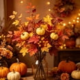thumbnail image 6 of Fall Artificial Floral Arrangement with Maple Leaves and Pumpkins Thanksgiving Harvest Table Centerpiece Decor for Home Shelf Mantel Plastic Faux Flower Sprig for Vase Filler and Autumn, 6 of 6