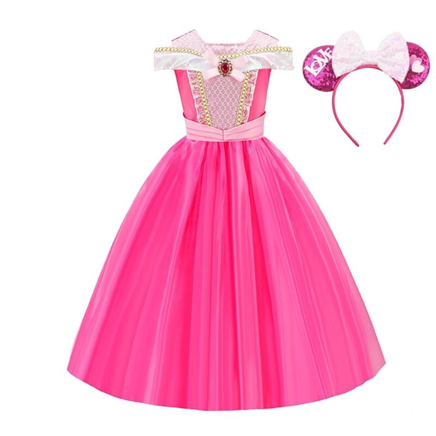 Disfraz de niña de Disney, vestido de princesa Aurora Belle, disfraz de lujo para niños, ropa de Navidad para Halloween, 9-10T (tag 150) Gao Jinjia LED