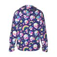 thumbnail image 3 of Uemuo Skull mushroom rainbow space Pattern Women's Full Zip UPF 50+ Sun Protection Hoodie Jacket Long Sleeve Sun Shirt Hiking Outdoor Performance with Pockets-Medium, 3 of 9