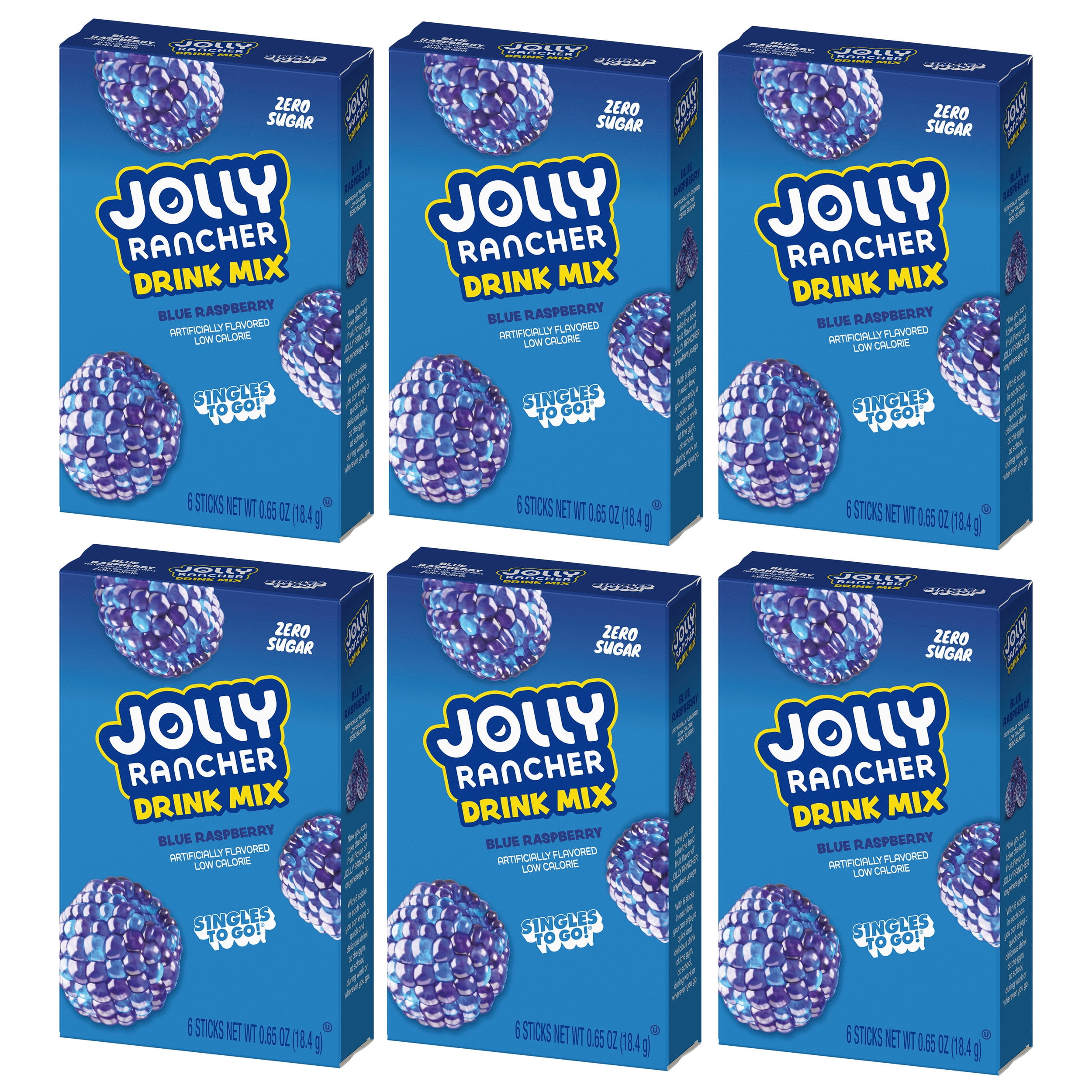 Jolly Rancher Rancher Singles To Go Water Drink Mix, Blue Raspberry, 12 Boxes With 6 Packets Each