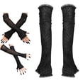 thumbnail image 3 of Guantes largos sin s Guantes a de hasta el codo 15.75 pulgadas Guantes elásticos de fiesta de noche de Halloween para mujeres Damas sin lentejuelas Hugo Guantes largos de Halloween, 3 of 10