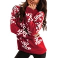thumbnail image 2 of Christmas Sweater Women Snowflake Reindeer Knitted Long Sleeve Drop Shoulder Cute Crew Neck Pullover Xmas Tops Jumper, 2 of 7