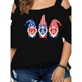 thumbnail image 3 of Mytrendy Women Plus Size Printed Hollow Out 3/4 Sleeve Casual Baggy Top Blouse, 3 of 4