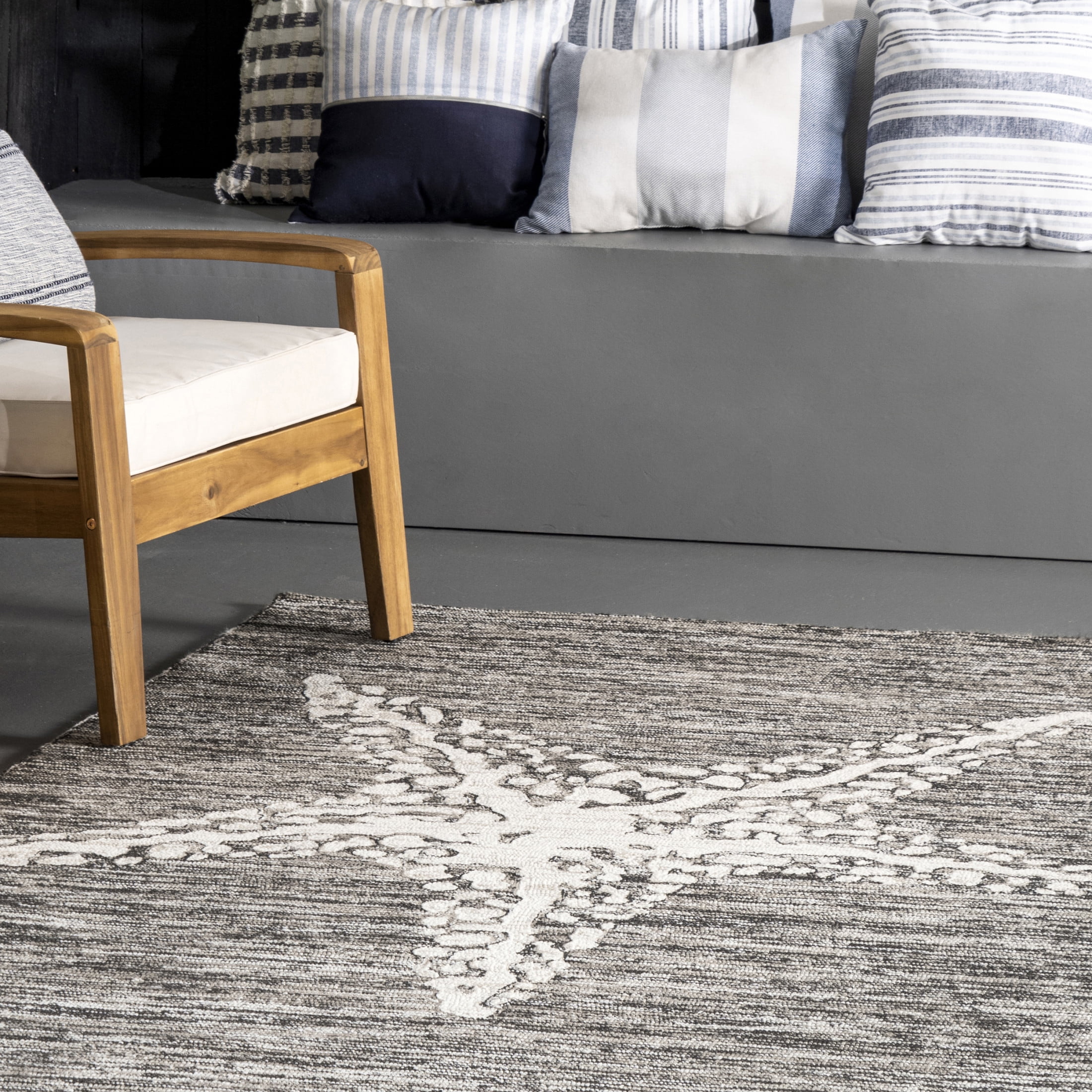 nuLOOM Hand Hooked Marine Indoor/ Outdoor Area Rug, 9' x 12', Marine Grey