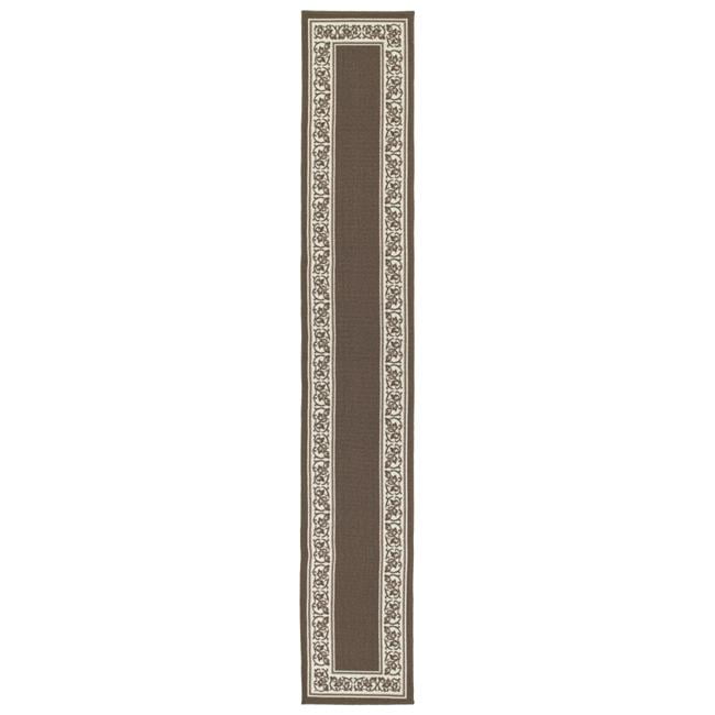 20 x 120 in. Floral Border Extra Long Rectangle Runner Rug Sand