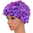 thumbnail image 1 of Purple Women's Retro Floral Swim Cap, 1 of 5