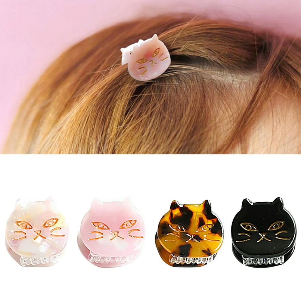 4PCS Hair Claws Cute Cat Pritned Mini Claw Clips Hair Accessories for