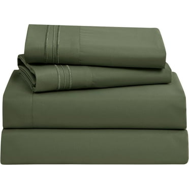 ARCOCO-Bed Sheets, Premier 1800 Series Bed Sheet Set, Deep Pocket, Wrinkle, Fade, Stain Resistant, Luxury Soft Bedding Sheets & Pillowcases, Twin, Olive Green