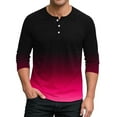 thumbnail image 2 of UVEASISHA 3/4 Sleeve Henley Shirts for Men Fashion Gradient Print Graphic Tees Lightweight Casual Button Up T-Shirt Soft Stretch Workout Tops Hot Pink XXL, 2 of 5