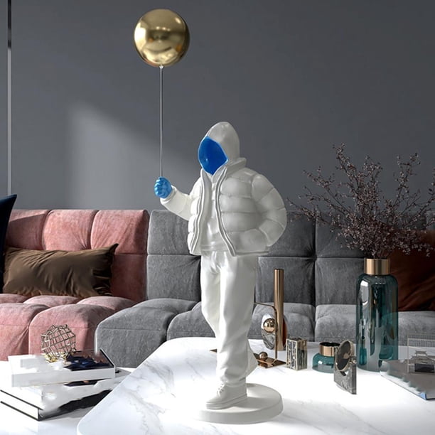 globo niño estatua lindo adorno estilo nórdico hombre abstracto estatuil embarcación de aterrizaje para gabinete de Azul Baoblaze Artesanía de personajes