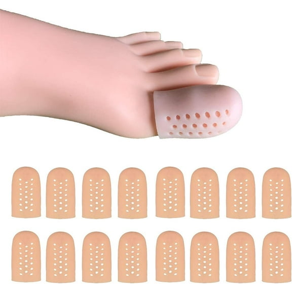 16 Pieces Gel Toe Caps for Big Toe, Breathable Silicone Toe Protector, Toe Covers Sleeves with Holes, Protect Toe from Rubbing, Ingrown Toenails, Corns, Blisters and Other Painful Toe Problems