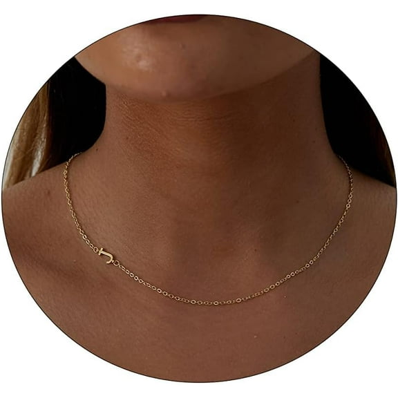 Dainty Initial Necklaces For Women 14K Gold Plated Sideways Initial Necklace Personalized Letter Necklace Everyday Jewelry Gift[o4596]