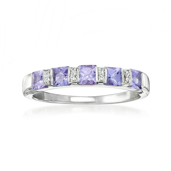 Ross-Simons 0.70 ct. t.w. Tanzanite Ring With Diamond Accents in Sterling Silver, Women's, Adult