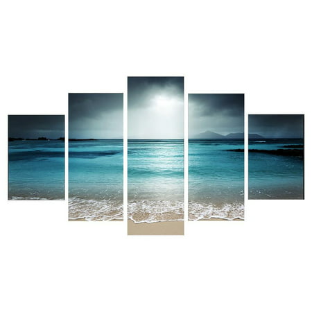 Moaere Framed/Unframed 5Pcs Oil Painting Reproduction Modern Giclee Sunset Seaside Canvas Prints Artwork Abstract Landscape Pictures Printed on Canvas Wall Art Home Office
