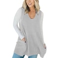 thumbnail image 2 of Womens Sleeveless Sweater Vest V Neck Loose Knit Casual A Line Flattering Tunic Top with Pockets, 2 of 6