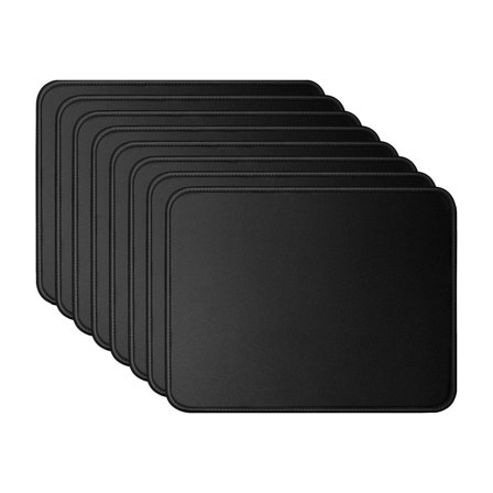 8 Mouse Pad Bundle Stitched Edges Premium Waterproof Gaming Mouse Mat Pad, Extends Battery Life Non-Slip Rubber Base Thick Black Mousepad for Laptop Computer & PC, 11 x 8.7 inch, Black -Pack of 8