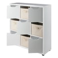 thumbnail image 2 of Contemporary Home Living 3-Tier Wooden Storage Cabinet with Foldable Baskets - 37.5" - White, 2 of 3