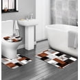 thumbnail image 3 of All Smiles 4-Piece Bathroom Sets Shower Curtain Set with Non-Slip Rug and Toilet Lid Cover,Brown, 3 of 7