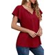 thumbnail image 5 of Blusa informal sólida de manga corta con cuello en V de verano para mujer a la moda Fridja  hjk3496, 5 of 9