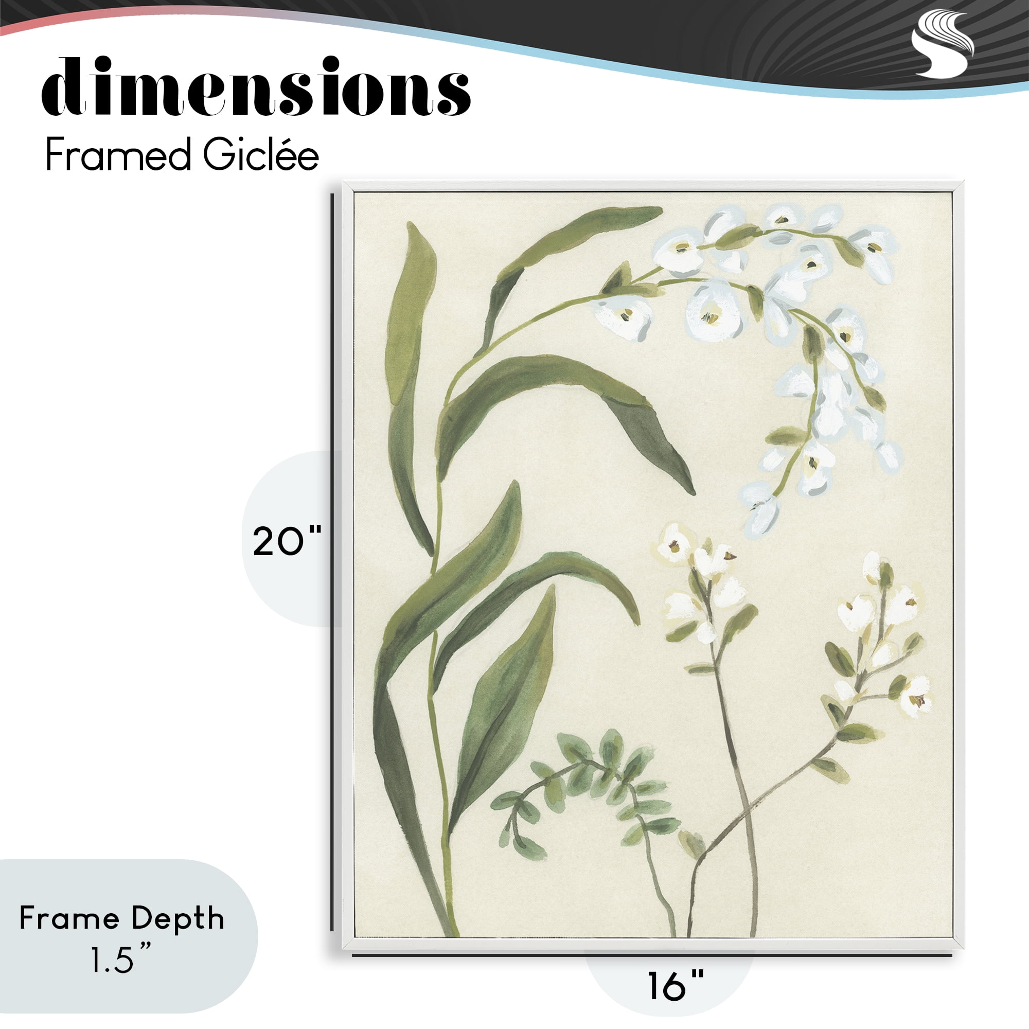 Stupell Industries Soft Snowdrop Stems White Framed Giclee Art, design by June Erica Vess