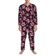 thumbnail image 3 of Fuzoiu Lilies Flowers Print Men's Long-Sleeved Pajama,Lounge Button Down Nightwear,Mens Notch Collar Pajama Set -XX-Large, 3 of 7
