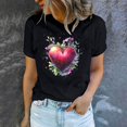 thumbnail image 4 of YABCSAZ Valentine's Day T-Shirts for Women Short Sleeve Crew Neck Pullover Solid Color Love Heart Graphic Letter Print Sweathirts Casual Loose Oversized Tee Tops,Gift for Women, 4 of 5
