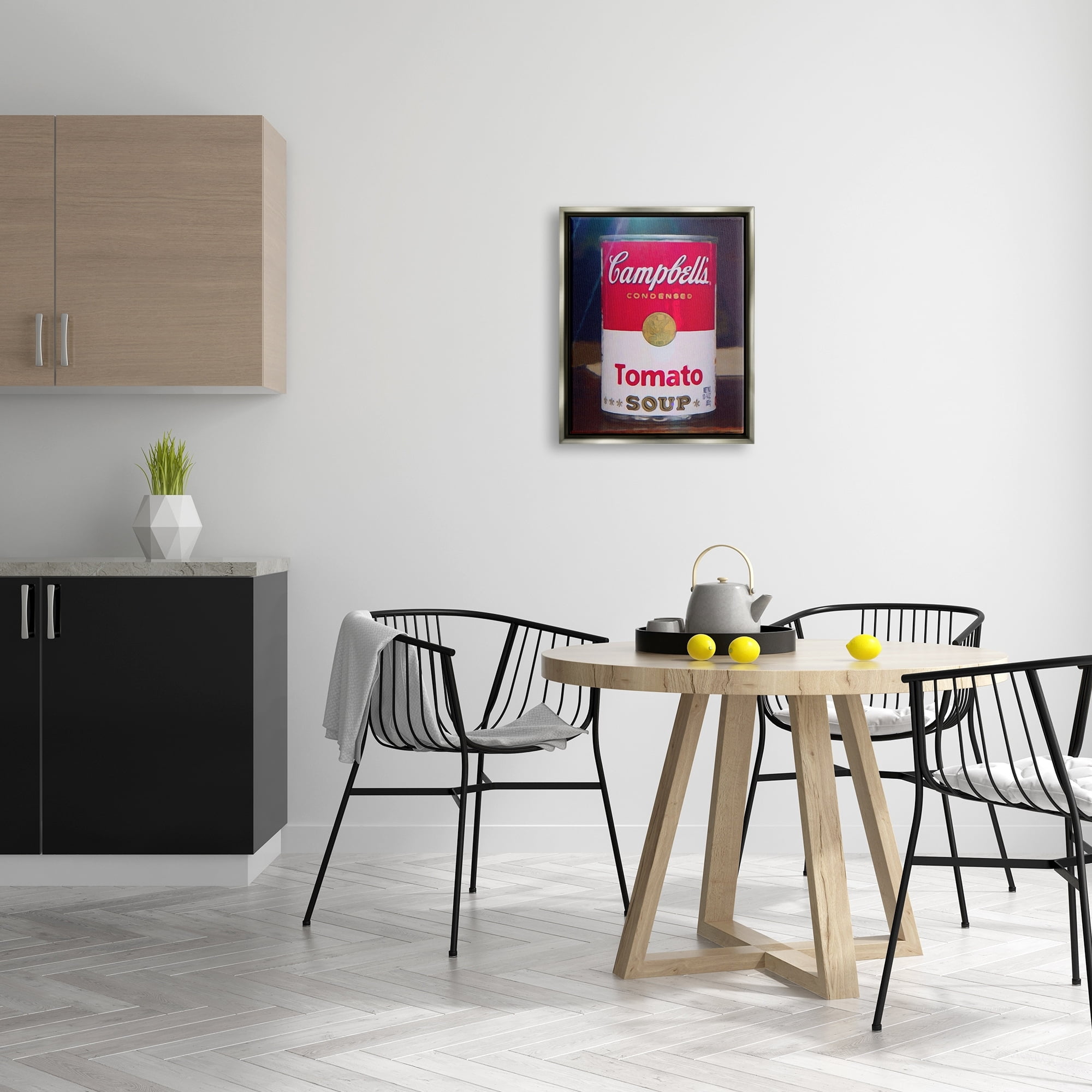 Stupell Industries Tomato Soup Can Still Life Modern Painting Graphic Art Luster Gray Floating Framed Canvas Print Wall Art, Design by Graffitee Studios