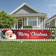thumbnail image 2 of Santa Theme Christmas Banner Reindeer Design Merry Christmas Banner Snowy Night Christmas Tree Xmas Banner for Christmas Party Holiday Decoration Indoor Decor, 2 of 9