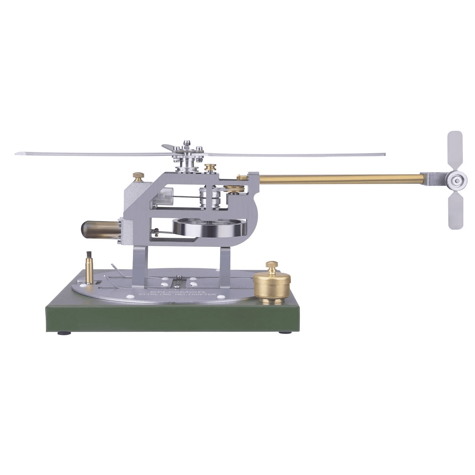 Stirling Engine Helicopter Model Kit with Base – DIY Heat Powered Hot Air Engine, Metal Aircraft Assembly Kit with Alcohol Lamp, STEM Physics Educational Model for Teens & Adults