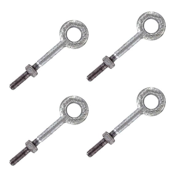 1/2" x 6" Galvanized Steel Eye Bolt – 4 Pack
