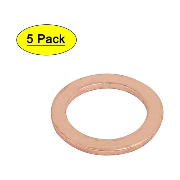 Unique Bargains 5pcs 14mmx20mmx1.5mm Copper Flat Ring Sealing Crush Washer Gasket