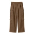 thumbnail image 6 of Falkdiz Fashion Pants for Boys Outdoor Solid Color Pockets Straight Leg Winter Pantalones Stylish Boys Trousers Relaxed fit, Brown, Size: 9-10 Years, 6 of 9