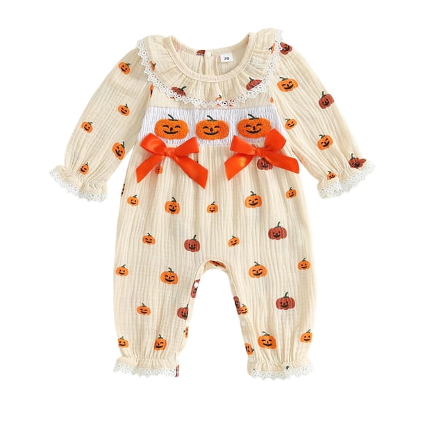 Mameluco para bebé Doisbetthsay con estampado de calabazas, manga larga, 0-18 m