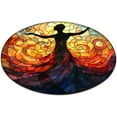 thumbnail image 3 of Moon Phase Mandala Round Area Rug, celestial circle carpet for living room or studio, soft washable non-slip floor mat, mystical witchy astrology décor accent for night lovers, 3 of 6