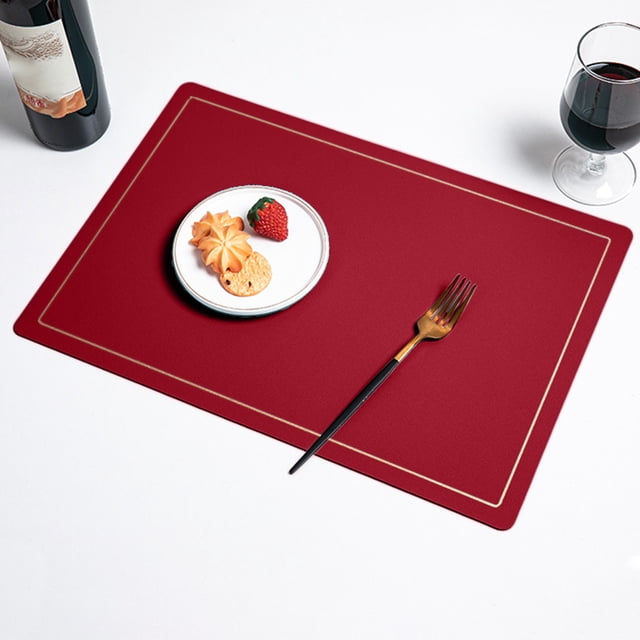 ZZkhGO Leather Heat Insulating Placemat, Double Sided Table Runner, Western Style Dining Mat for Hot Dish Protection