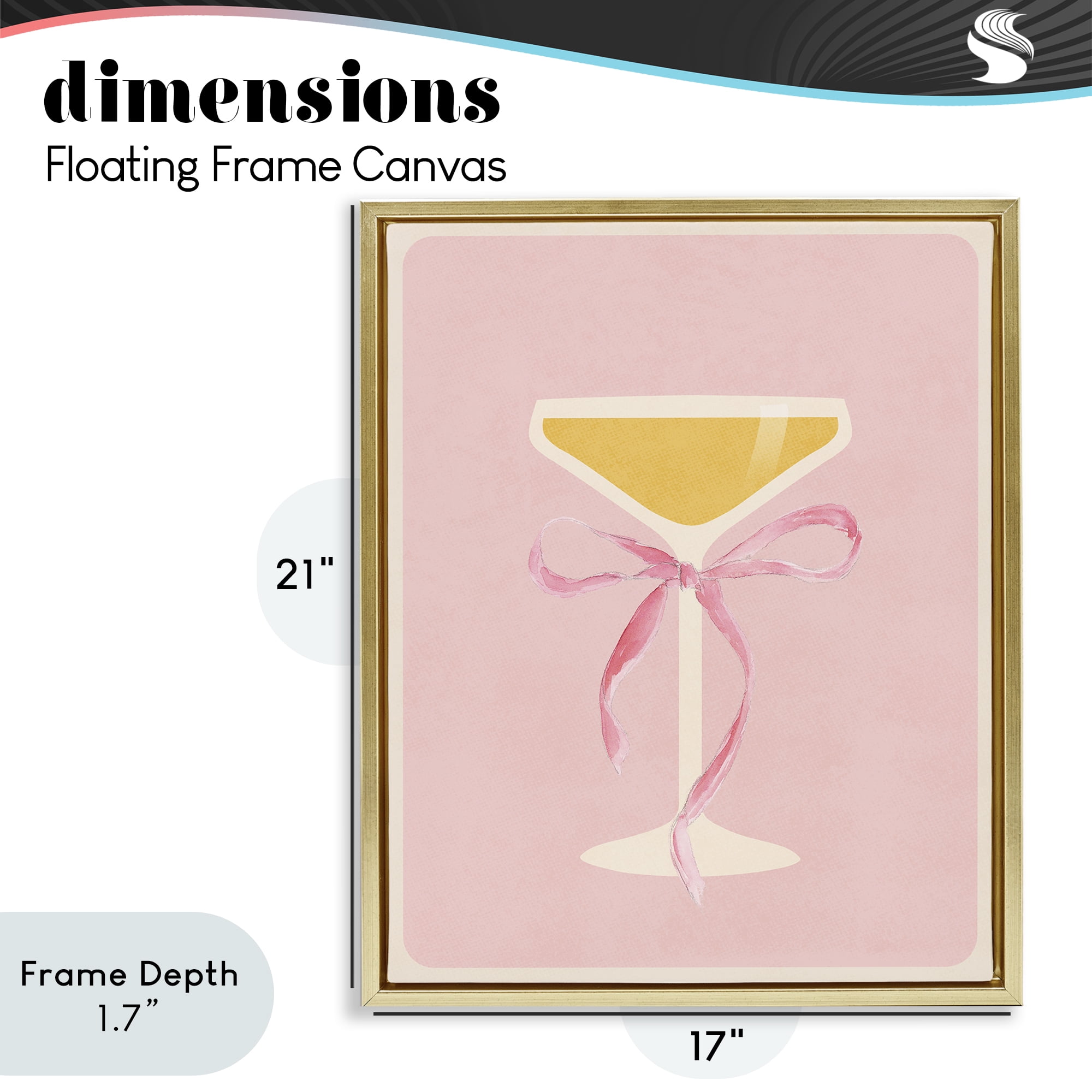 Stupell Industries Champagne Party Glass Gold Framed Floater Canvas Wall Art, design by Lucille Price