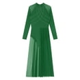 thumbnail image 5 of Haitryli Women Lyrical Contemporary Dance Costume Glitter Rhinestones Mesh Long Sleeve Ballroom Prom Green M, 5 of 7