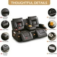 thumbnail image 5 of IPKIG LED 2-Seater Manual Reclining Loveseat Sofa with Power Recliners, Bluetooth Speakers, USB Charger, Power Outlet, Cup Holders, Faux Leather Brown, 5 of 9