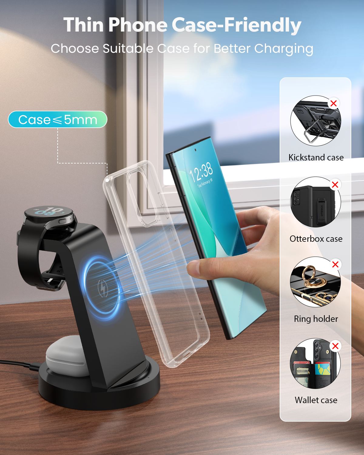 Etepehi 3-in-1 Wireless Charging Station for Samsung photo 6