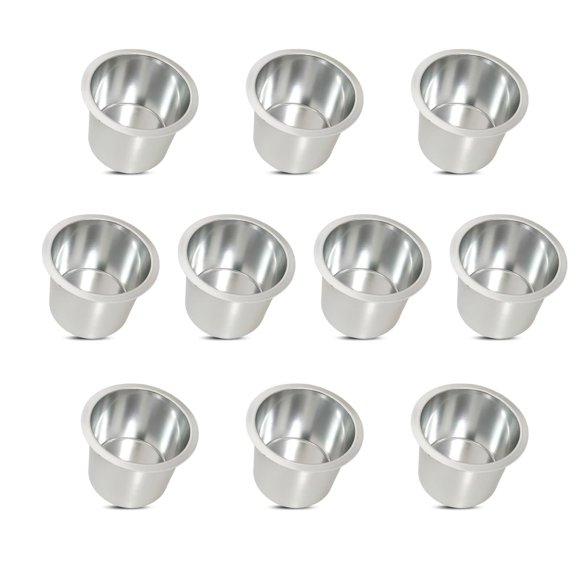 Yuanhe Aluminum Jumbo Cup Holder - 10 Pack Silver Poker Table Cup Holder Insert for Casino Game Table Sofa Boats Pontoon Marine Bench Desk RV Cars & Trucks