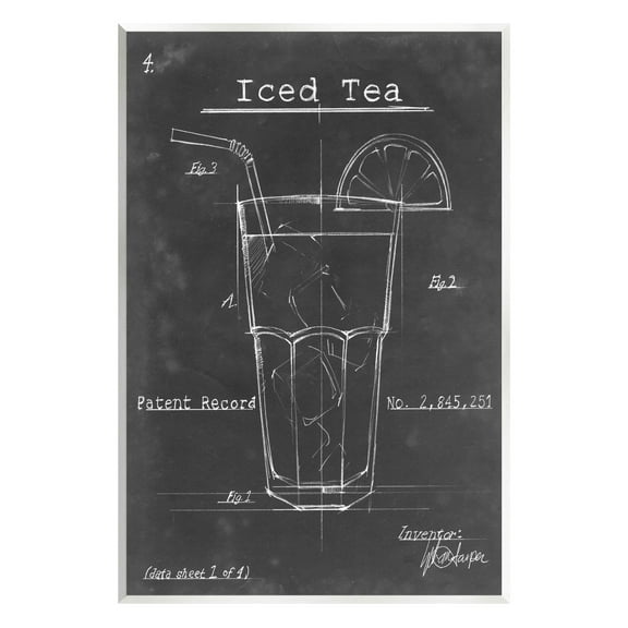 Stupell Industries Iced Tea Patent Diagram Beverage Graphic Art Unframed Art Print Wall Art, Design by Ethan Harper