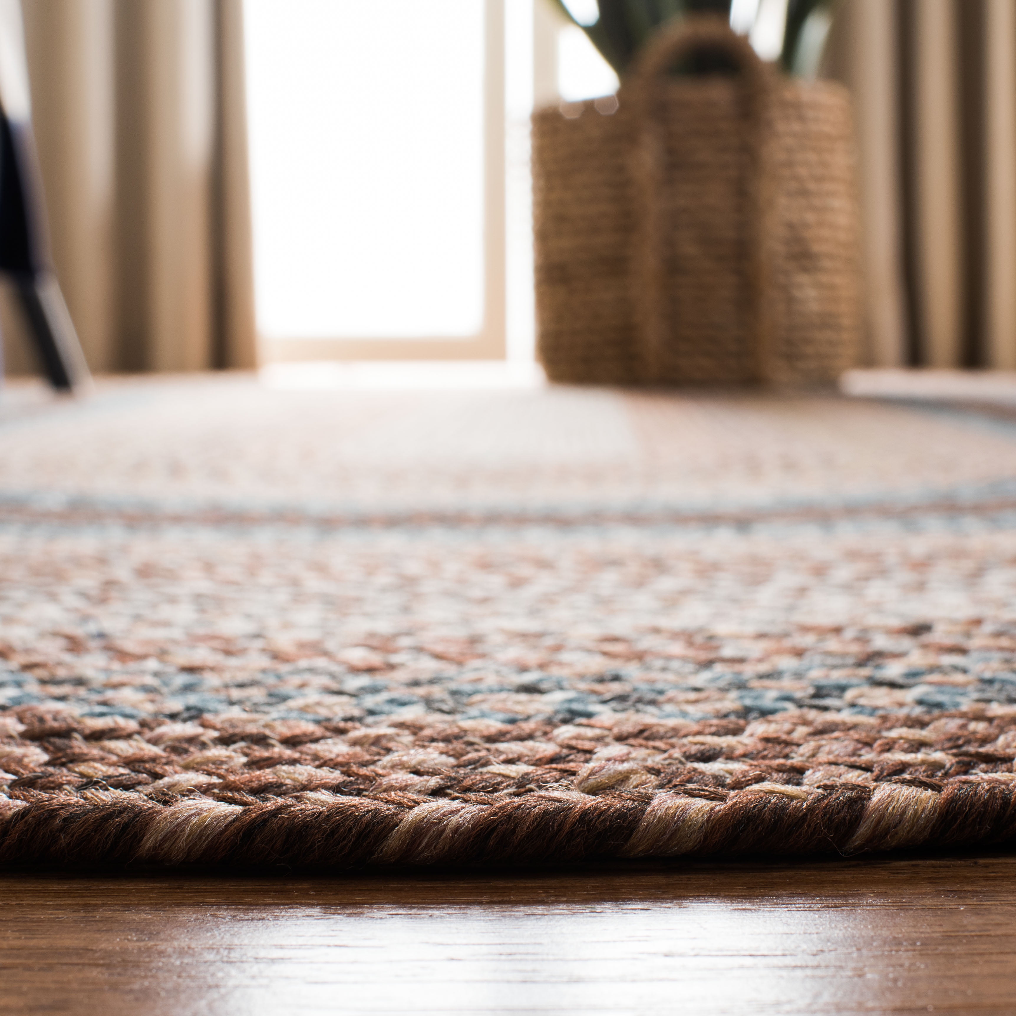 Safavieh Braided Angel Bordered Machine Washable Reversible Area Rug, Brown/Multi, 8' x 10' Oval