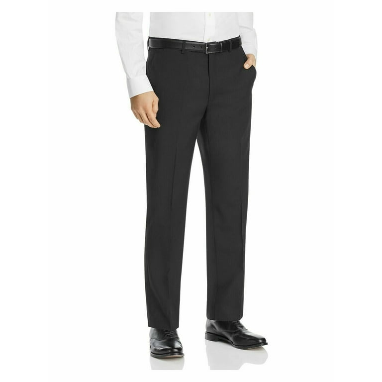 MICHAEL KORS Mens Black Flat Front Straight Leg Mini Grid Classic Fit Pants 32 X 30 Walmart