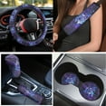 thumbnail image 3 of Yuyamidu Wolf Car Seat Cover Set Accessories with Starry Sky Floor Mats Steering Wheel Cover Butterfly Seat Belt Strap Pads Coasters Handbrake Cover Set, 15 PCS, 3 of 6