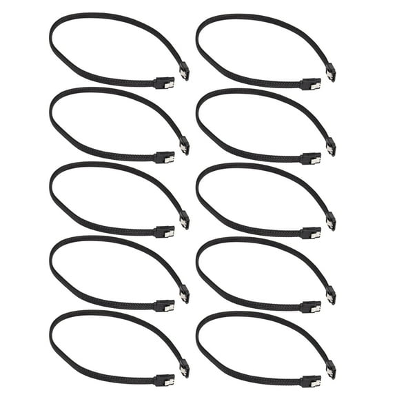 10Pcs 50CM 3.0 III SATA3 7Pin Data Cable 6Gb/S SSD Cables HDD Hard Disk Data Cord Premium Version(Black)