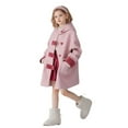 thumbnail image 2 of MKOSPLRT Girls Wool Blend Long Trench Coat Solid Buttons Thicken Warm Hooded Winter Dress Coats Overcoats with Pockets 5-15 Years, 2 of 9