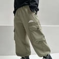thumbnail image 2 of ZXLBBD Boy's Cargo Pants for Fall Joggers with Multiple Pockets Comfortable Solid Color Trousers for Kids Youth School Fashion Casual Outdoor,Green,Size 6 Y-7 Y, 2 of 6