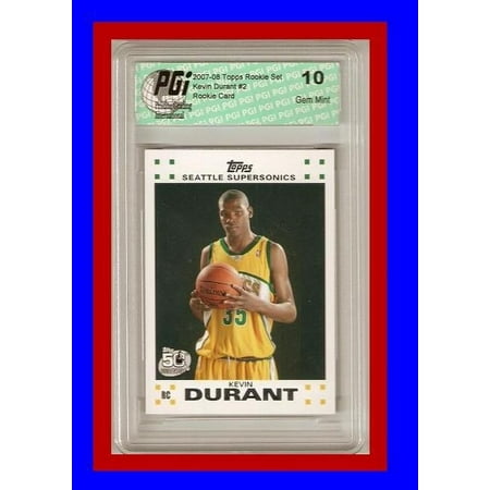 Kevin Durant Autographed Basketball - Kevin Durant Rare 2007 Topps White Rookie Card PGI 10